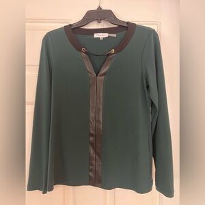 Calvin Klein green and black blouse -SMALL